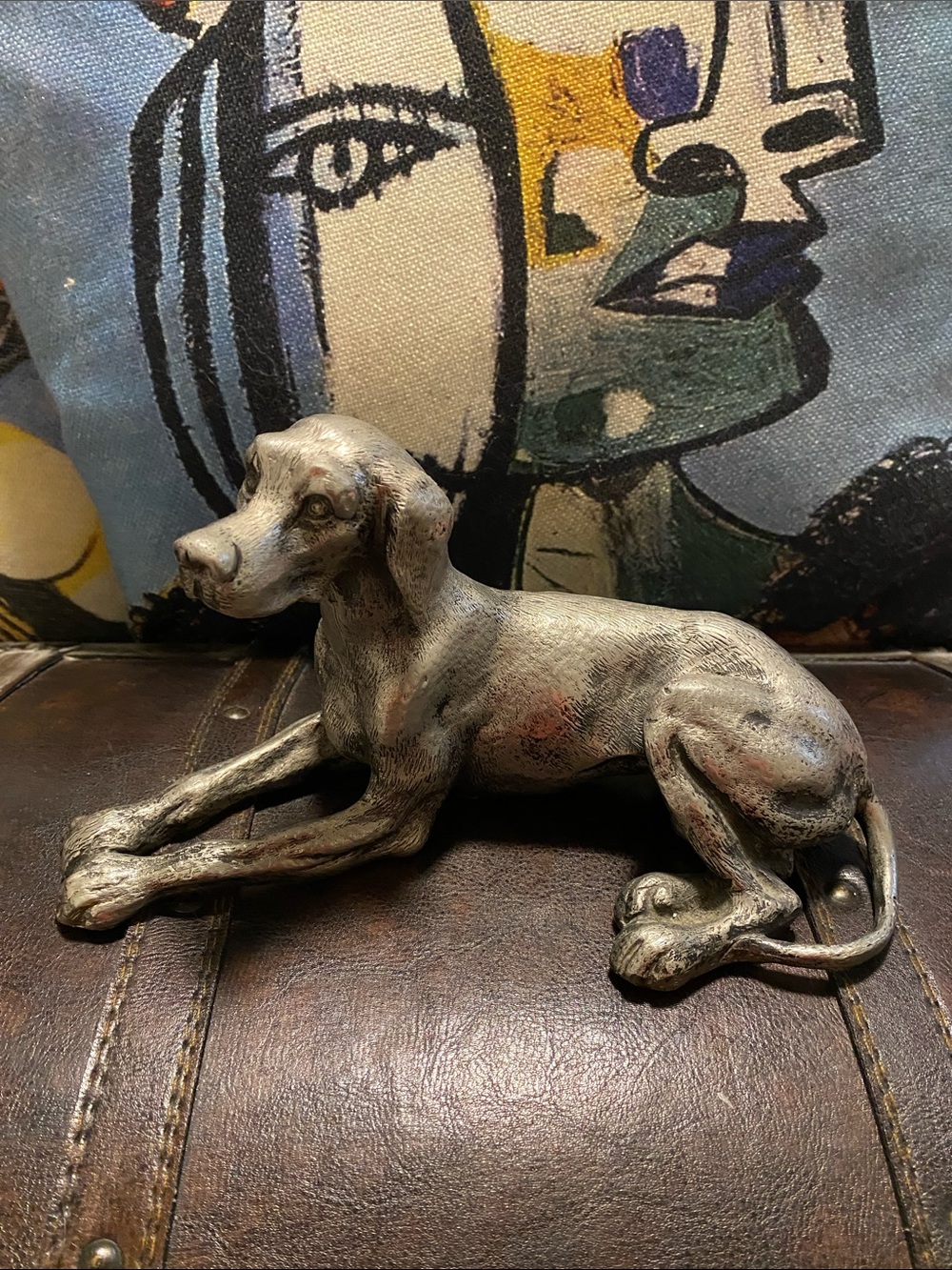 Gucci Vintage mid century modern bronze/pewter like Lying Dog Figurine 70’s